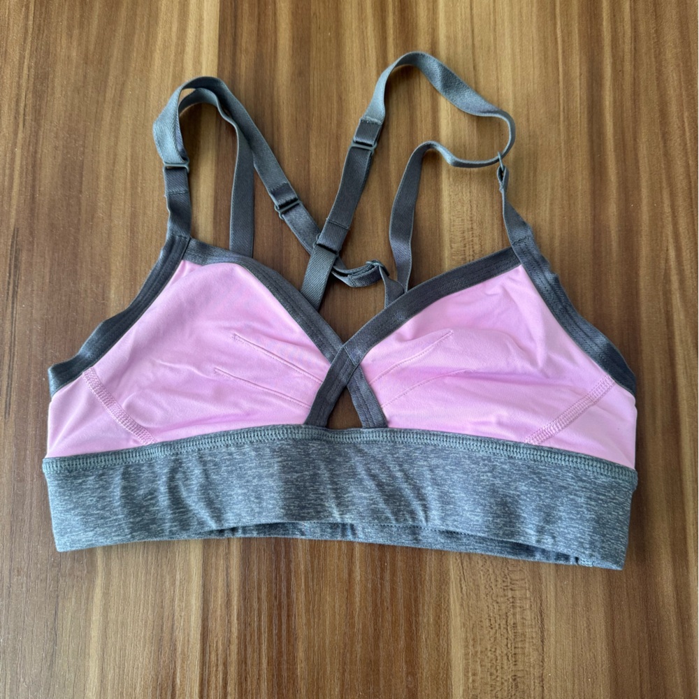 Size 2 pink and grey lululemon sports bra